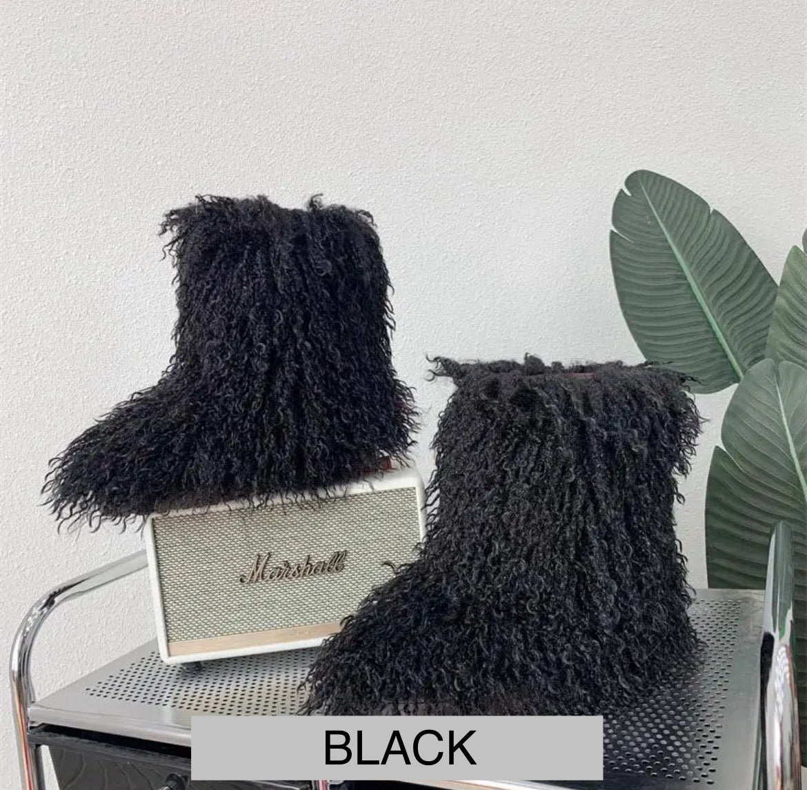 Faux Mongolian Fur Boots